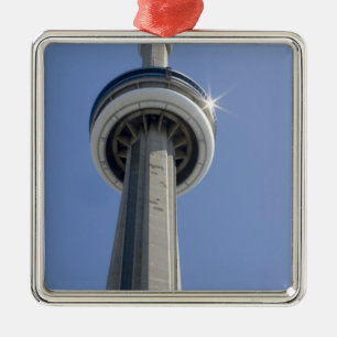 Canada, Ontario, Toronto. Top of CN Tower with Metal Tree Decoration