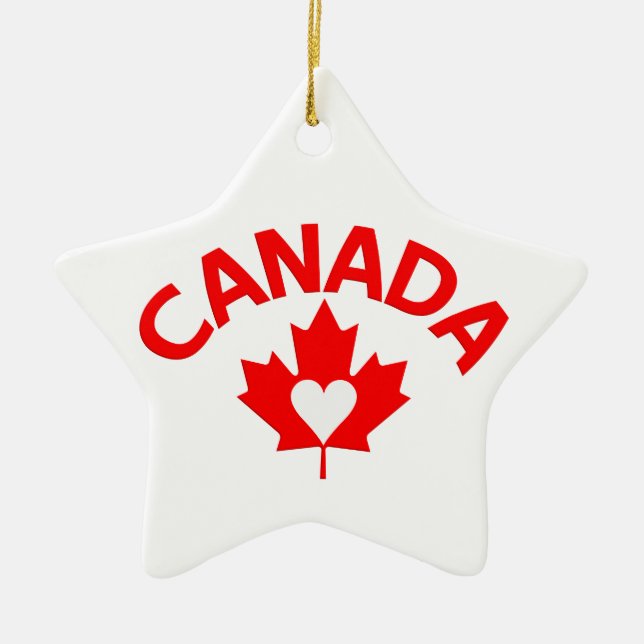 Canada ornament, customise ceramic tree decoration (Front)