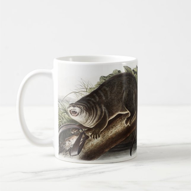 Canada Otter (Lutra Canadensis) Illustration Coffee Mug (Left)