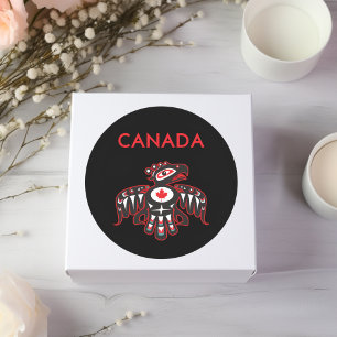 Canada Pacific Northwest Haida Bird Dark Color Classic Round Sticker