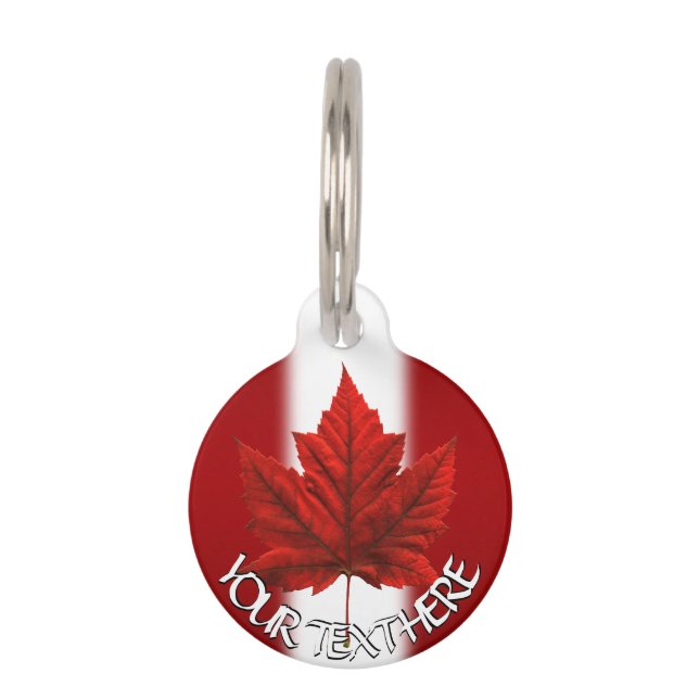Canada Pet Tag Personalised Canada Maple Leaf Tag (Front)