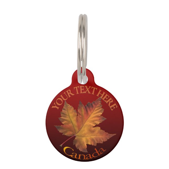 Canada Pet Tag Personalised Canada Maple Leaf Tag (Front)