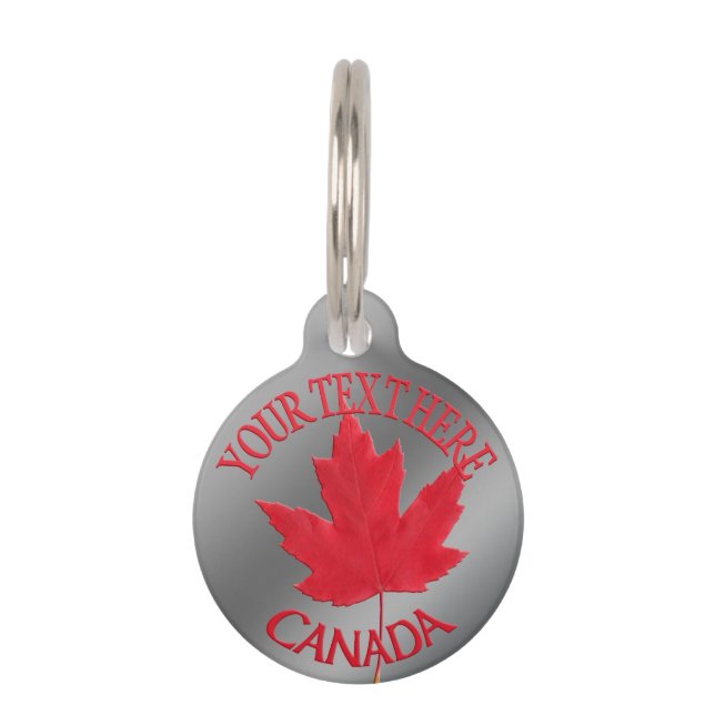 Canada Pet Tag Personalised Canada Maple Leaf Tag (Front)
