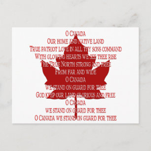 Canada Postcards Canada Anthem Souvenir Postcards