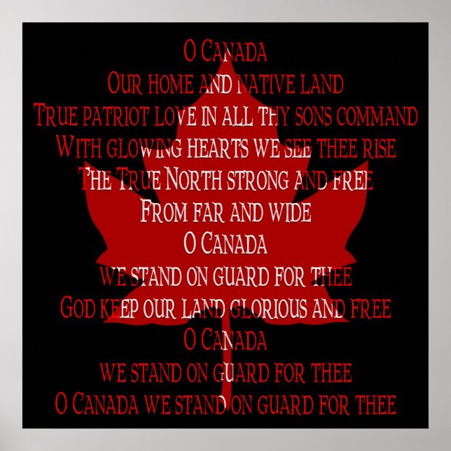 Canada Poster Canada Anthem Souvenir Print (Front)
