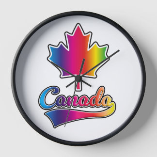 Canada Pride rainbow logo Clock