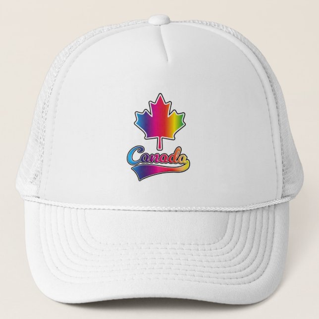Canada Pride rainbow logo Trucker Hat (Front)