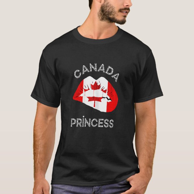 Canada Princess Canadian Roots Maple Leaf Lip Cana T-Shirt (Front)