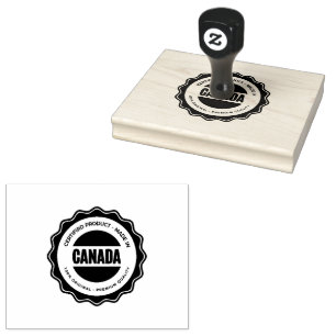 Canada Printed Word Wooden Handle Sepia Ink Style Rubber Stamp