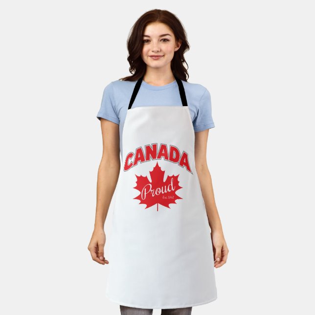"Canada Proud Est. 1867" With Maple Leaf Graphic Apron (Worn)