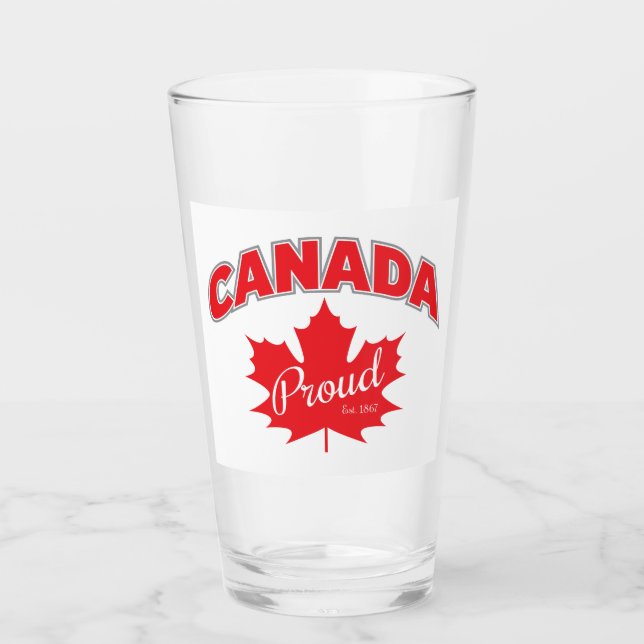 "Canada Proud Est. 1867" With Maple Leaf Graphic Glass (Front)