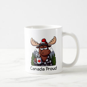 Canada Proud Moose Drinking a Cup of Coffee