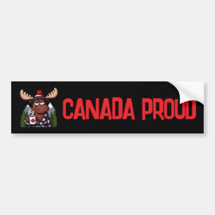 Canada Proud Moose Drinking a Cup of Coffee Bumper Sticker