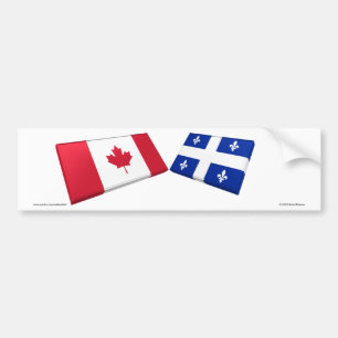 Canada & Quebec Flag Tiles Bumper Sticker