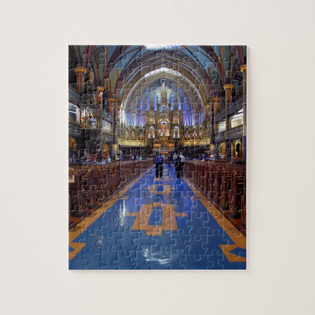 Canada,  Quebec,  Montreal. Interior of Notre 3 Jigsaw Puzzle (Vertical)