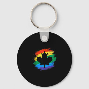 Canada rainbow maple leaf lgbtq pride vintage key ring