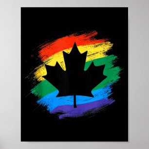 Canada rainbow maple leaf lgbtq pride vintage poster