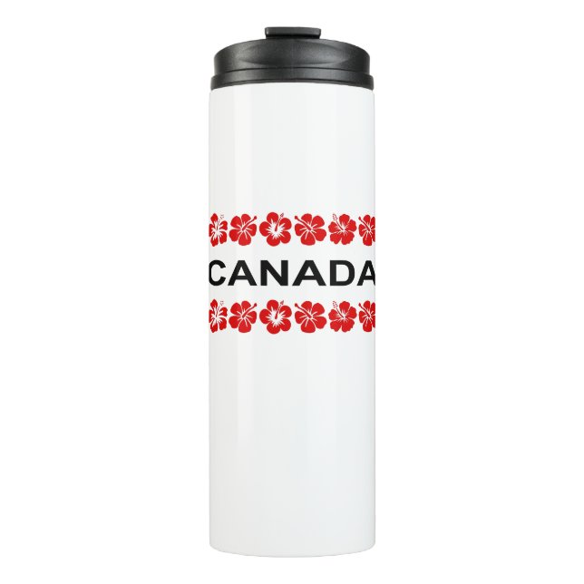 Canada Red Flower Aloha Bands Light-Colour Thermal Tumbler (Front)