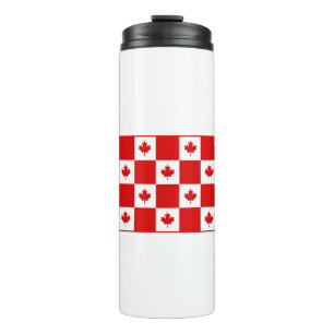 Canada Red Maple Leaf Checkered Board Color Thermal Tumbler