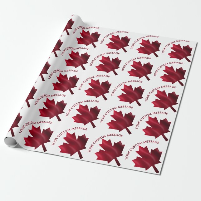 Canada Red Maple Leaf Custom Wrapping Paper (Unrolled)