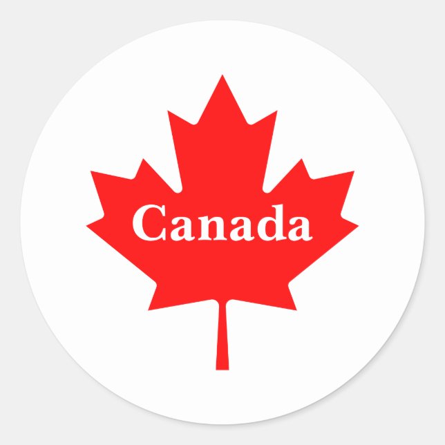 Canada red maple leaf with customisable text classic round sticker (Front)