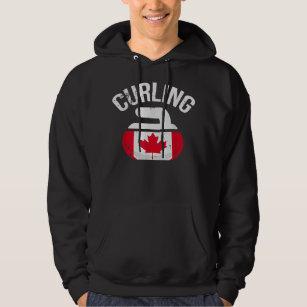Canada Red White and Maple Flag Curling Stone Hoodie