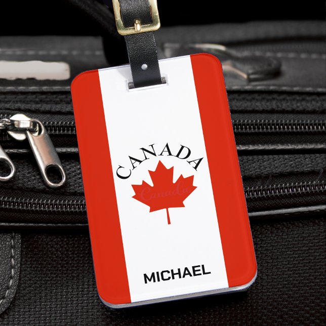 Canada Red & White Canadian Flag Luggage Tag (canada canadian flag luggage tag)