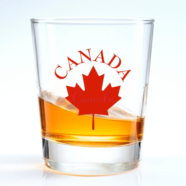 Canada Red & White Canadian Flag Shot Glass (red Canada Canadian flag maple leaf)