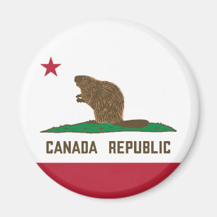 Canada Republic California Flag Beaver Magnet