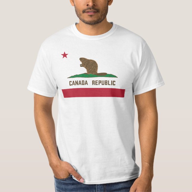 Canada Republic California Flag Beaver T-Shirt (Front)