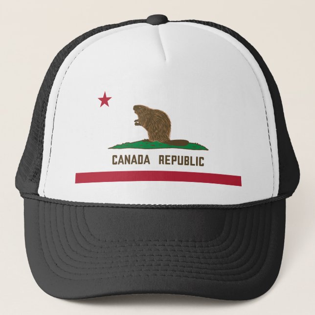 Canada Republic California Flag Beaver Trucker Hat (Front)