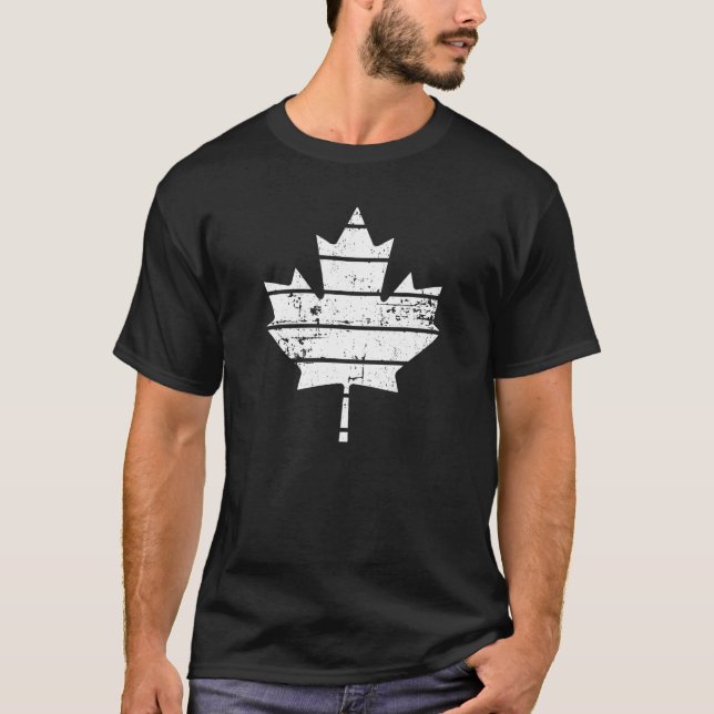Canada Retro Distressed Maple Leaf Design T-Shirt (Front)