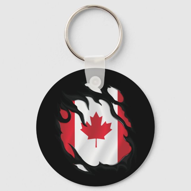 Canada Ripped Flag Key Ring (Front)
