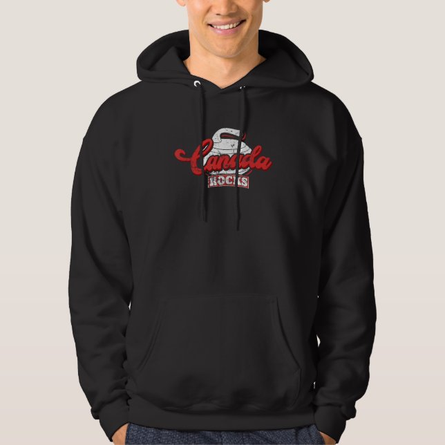 Canada Rocks Curling Stone Curler Canadian Flag Cu Hoodie (Front)
