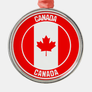 Canada Round Emblem Metal Tree Decoration
