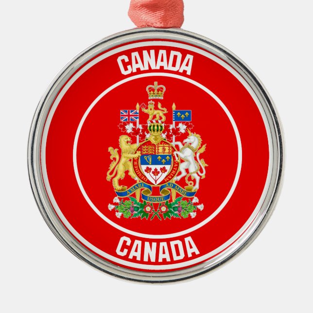 Canada Round Emblem Metal Tree Decoration (Front)