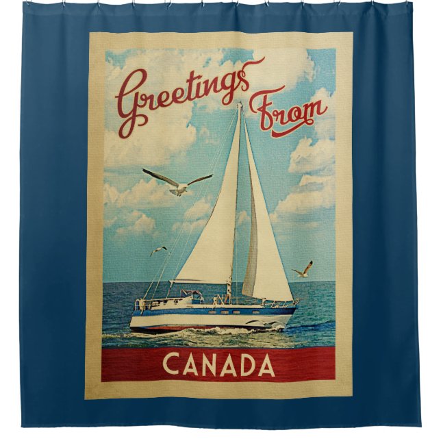 Canada Sailboat Vintage Travel Shower Curtain (Front)