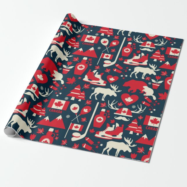 Canada seamless pattern wrapping paper (Unrolled)