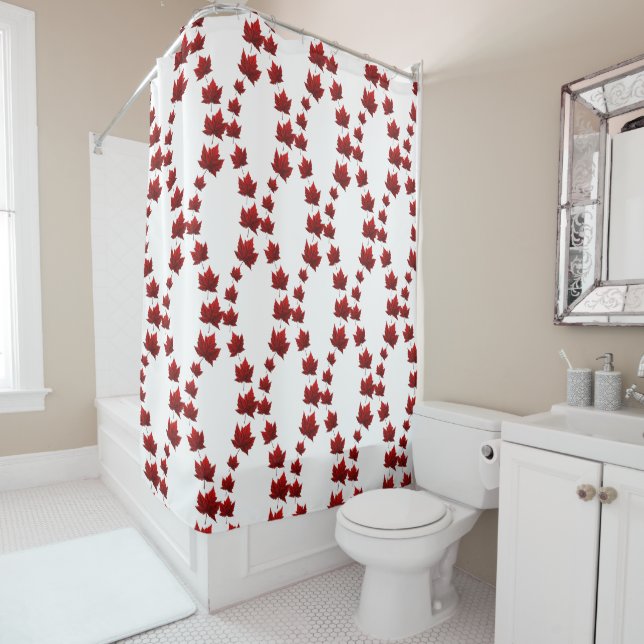 Canada Shower Curtains Canada Maple Leaf Decor (In Situ)