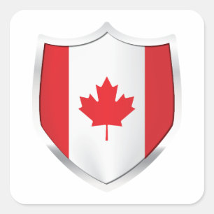 Canada Silver Shield Flag Square Sticker