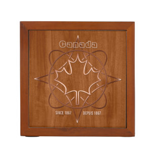 Canada Since 1867 Wood Copper Desk Organiser