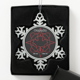 Canada Since 1876 Snowflake Pewter Christmas Ornament