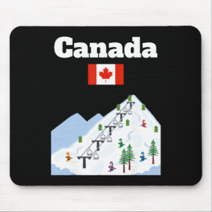 Canada Ski Resort Trip Skiing Lover Canadian Flag Mouse Mat