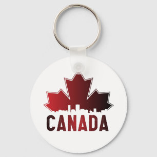 Canada Skyline Gradient Maple Leaf Patriotic Key Ring