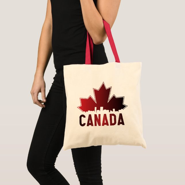 Canada Skyline Gradient Maple Leaf Patriotic Tote Bag (Front (Product))