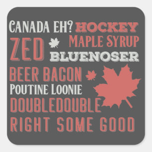 Canada Slang Subway Art Square Sticker
