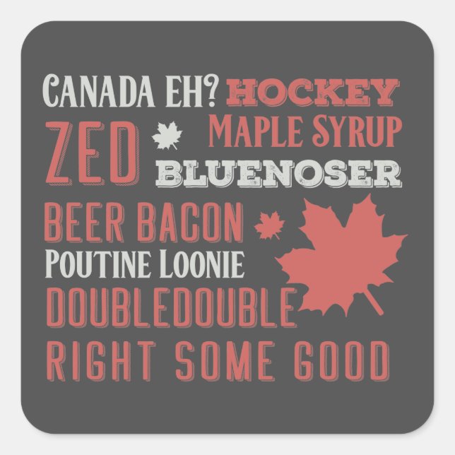 Canada Slang Subway Art   Square Sticker (Front)