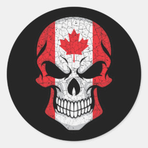 Canada Smiling Skull Flag Classic Round Sticker