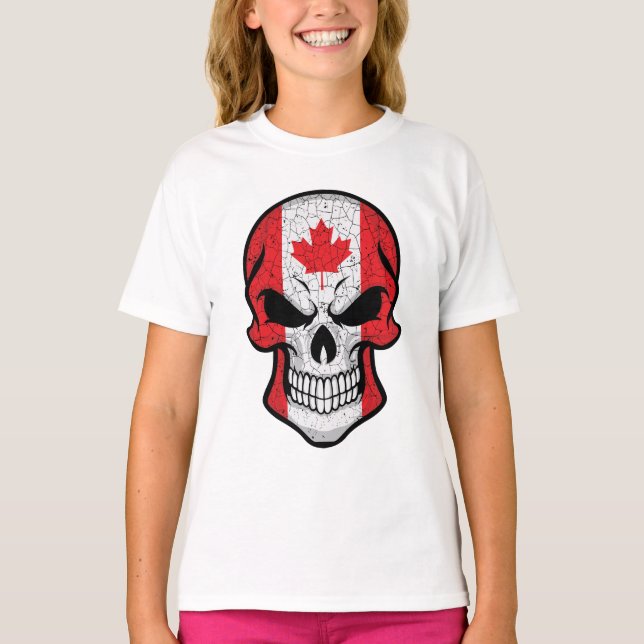 Canada Smiling Skull Flag T-Shirt (Front)