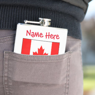 Canada Snow Canadian Flag Red Personalisation Hip Flask